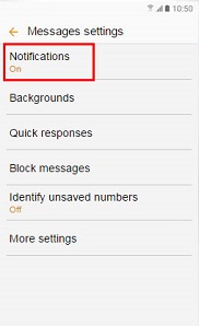 Notifications menu is selected