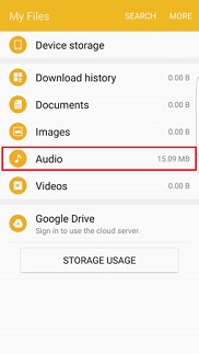 Audio menu is selected